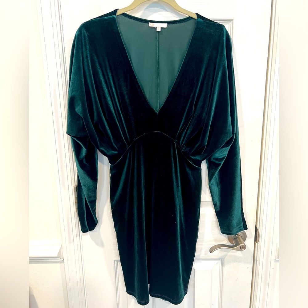 Velvety Green mini dress by GB, size M. Perfect for holiday parties!